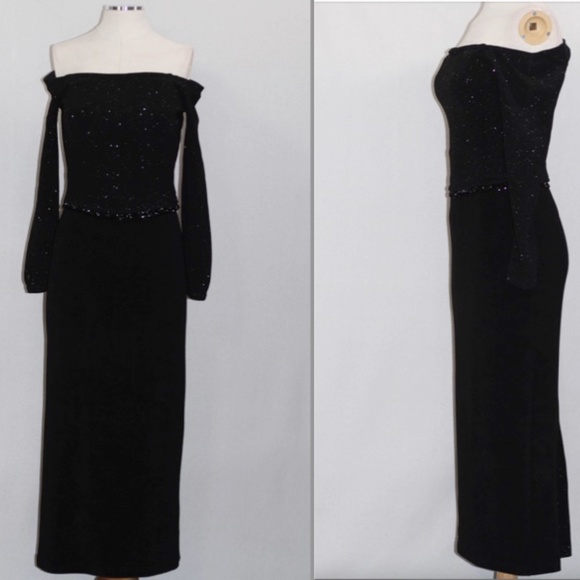 Scott McClintock Petites Black Shimmer Gown - Picture 1 of 15